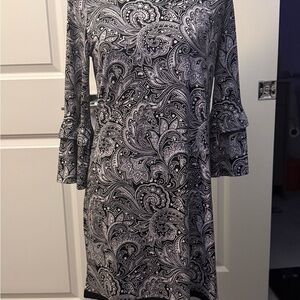 Elegant Michael Kors Black and White Paisley Dress